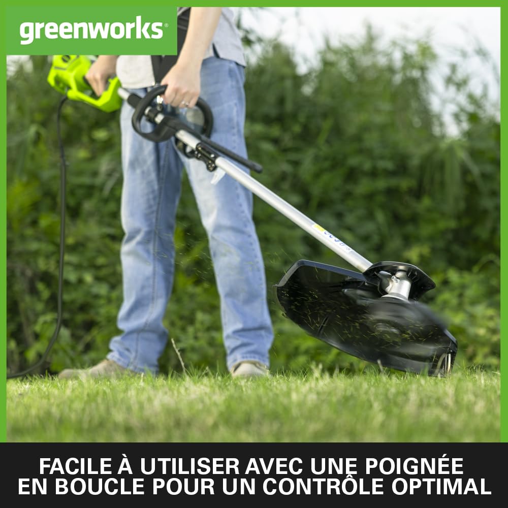 Greenworks Débroussailleuse à Fil Électrique 230V, Moteur Électrique 40cm Largeur de Coupe 2mm Fil, Tête d'Alimentation par Frappe au Sol Semi - Automatique GST1246