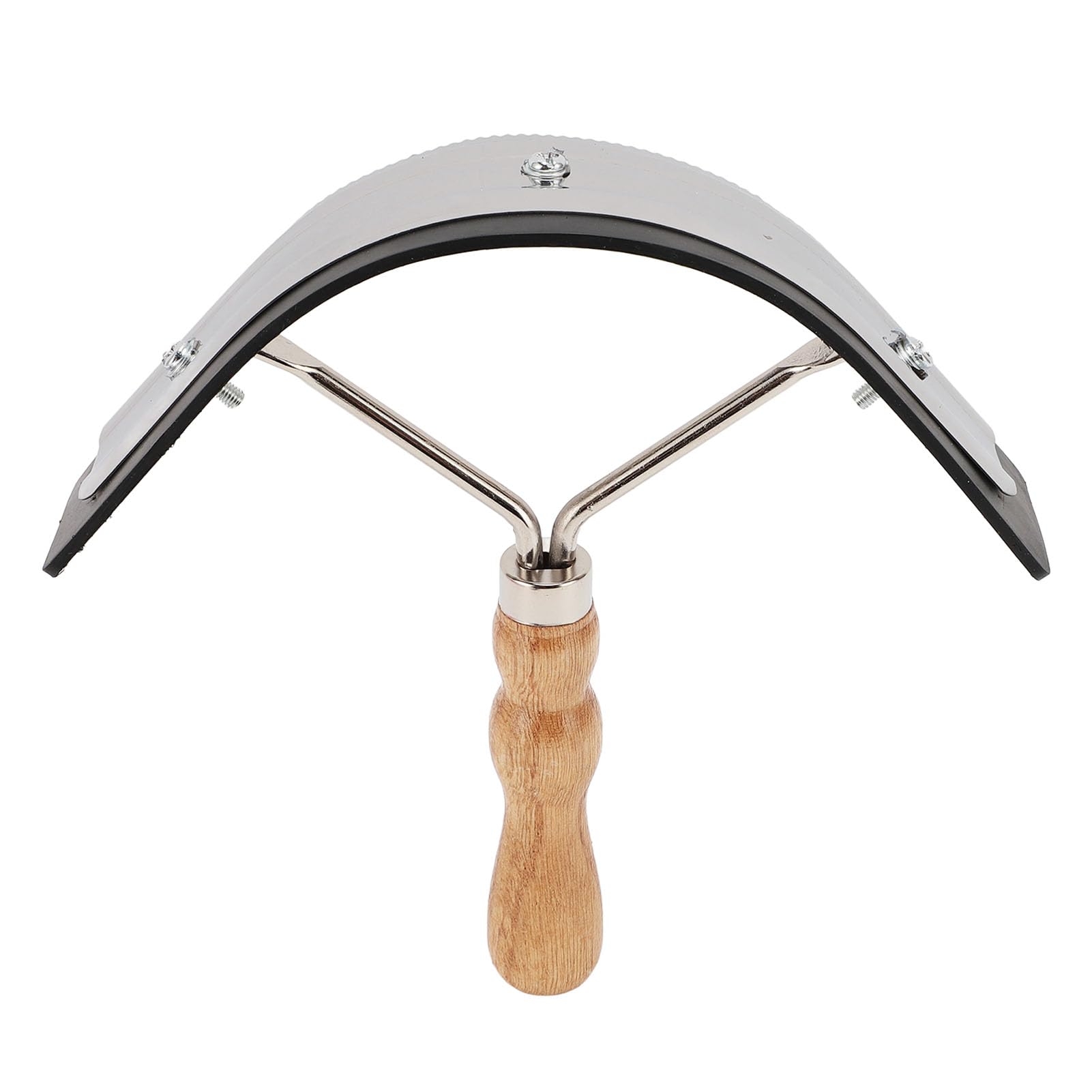 Horse Sweat Scraper Hair Brush Stainless Steel Rubber Comfortable Grip Wooden Handle Horse Face Cleaning Brush Scraper Comb for Livestock