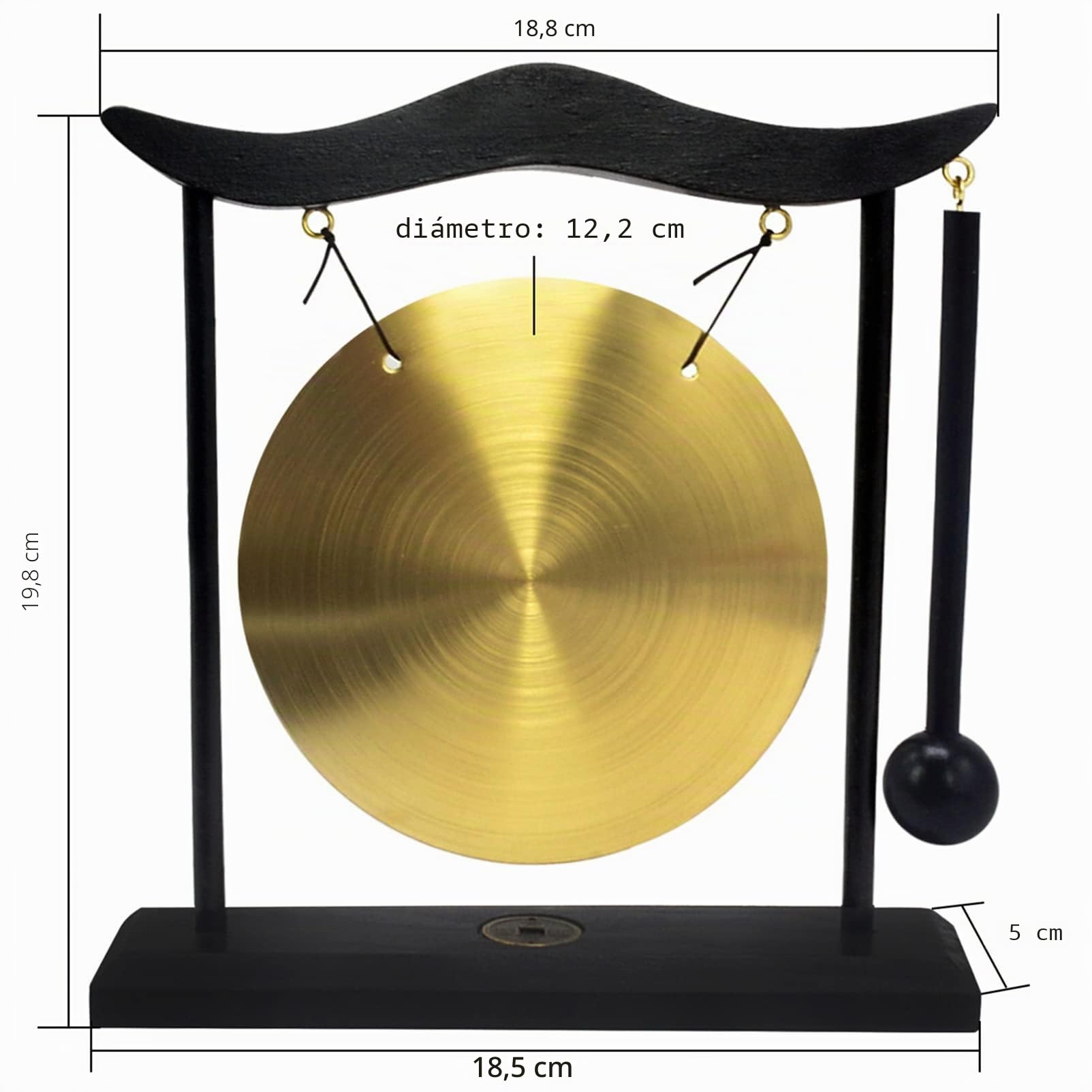 Gong de sobremesa Zen Feng Shui latón diseño de Fortune W Incluye Rojo Pulsera Cuerdas H1301