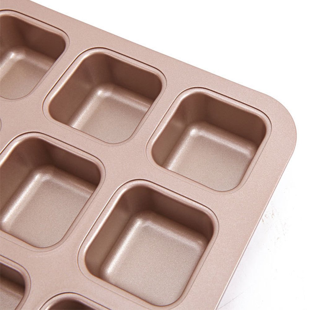 CAN_Deal Mini moldes para Pan (12 moldes, Dimensiones totales: 32.5 x 25.6 x 4.1 cm, dimensión de Cada Molde: 6.2 x 6.2cm)