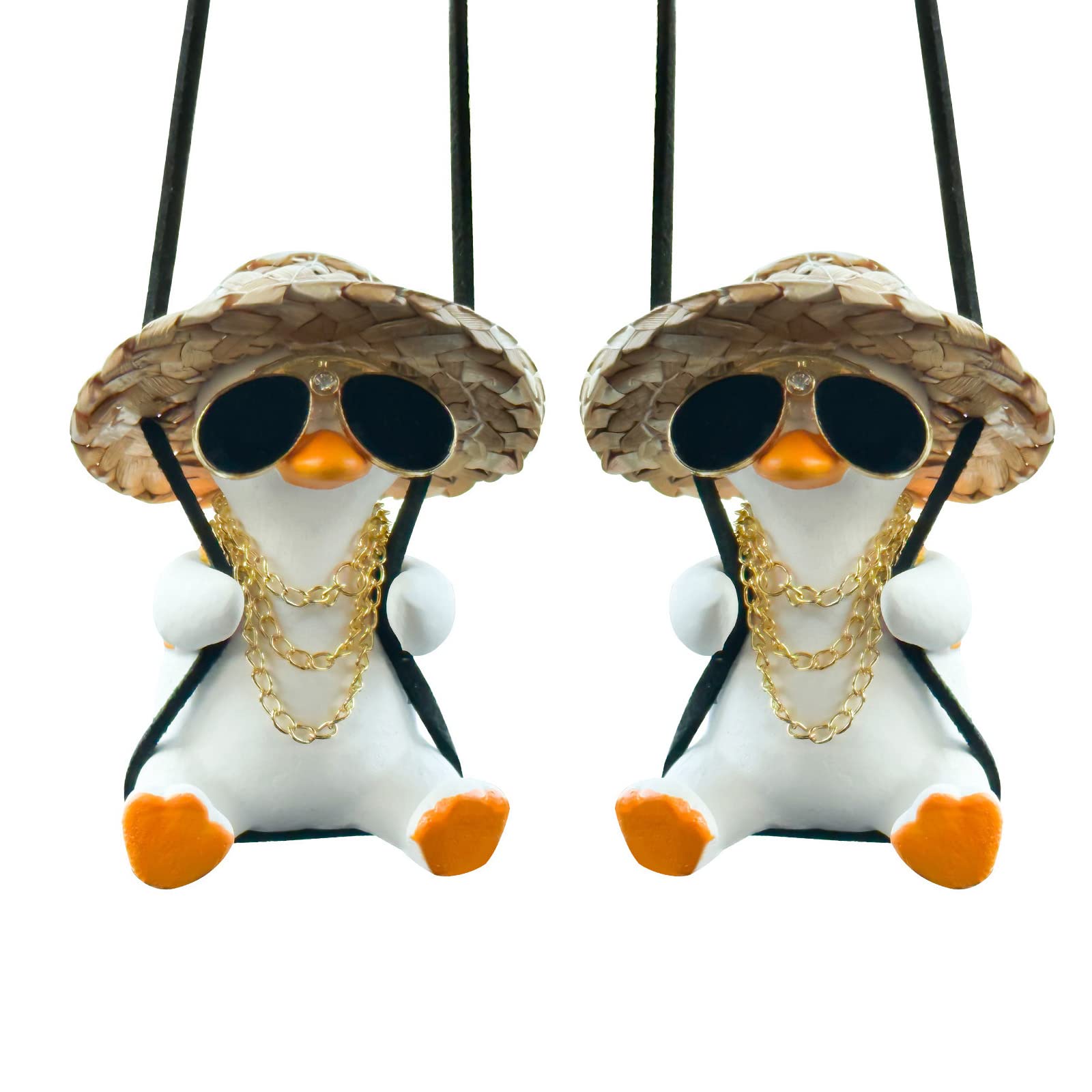 2PCS Cool Swing Duck Car Pendant Swing Duck Car Hanging Ornament Decoration Interior Rearview Mirror Accessories (Style F)
