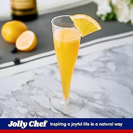 JOLLY CHEF 50 Pack Plastic Champagne Flutes Disposable 4.5 oz Clear Plastic Champagne Glasses Suitable for Wedding, Thanksgiving Day, Christmas