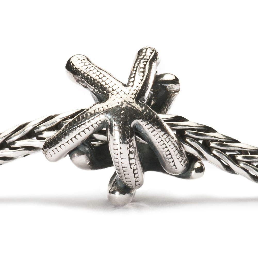 Trollbeads Perlina a forma di stella marina, in argento Sterling, design ispirato alla marina, autentica perlina in argento 925, collezione Essence of Life, progettata da Søren Nielsen, Argento