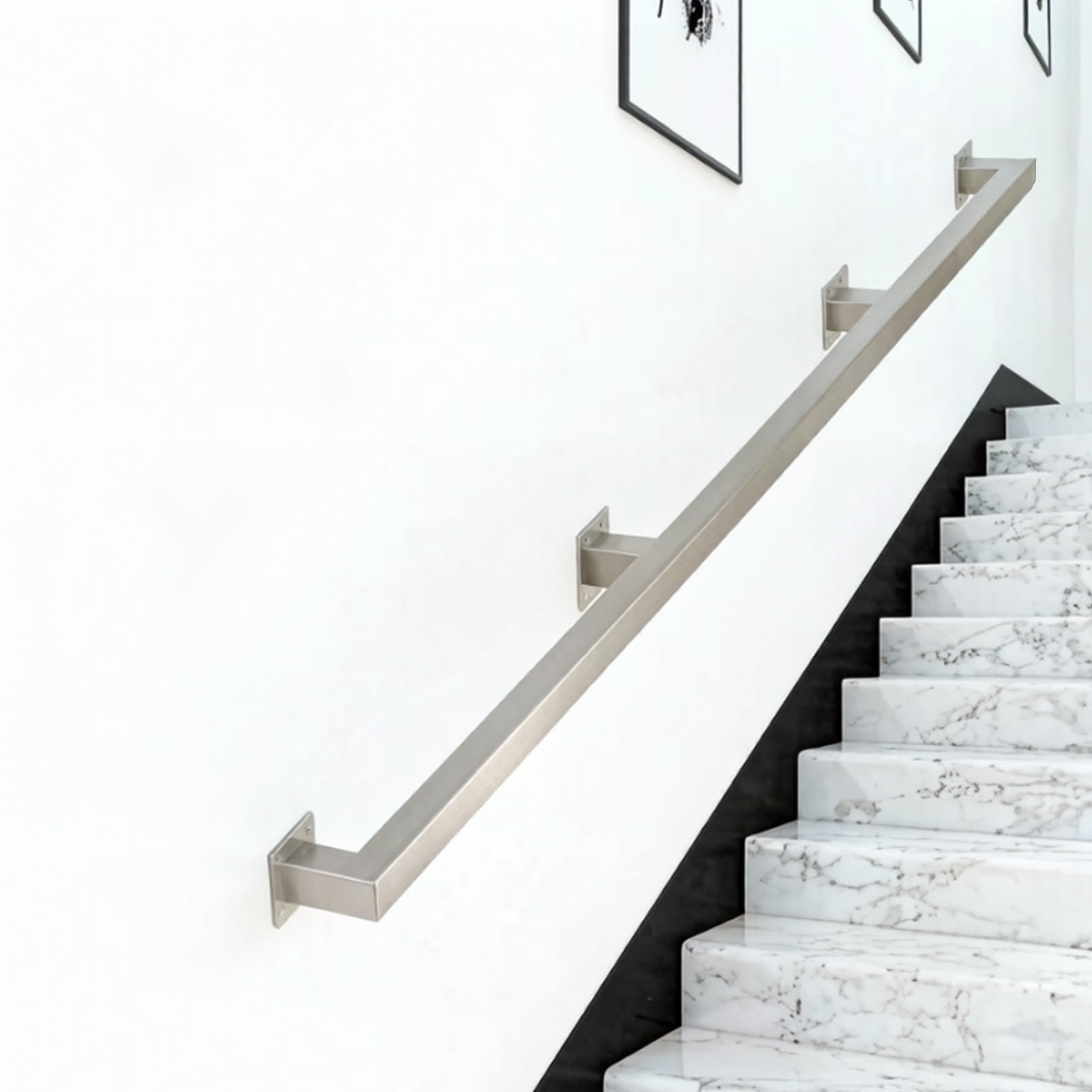 Liyadolaam Women's One Color Industrial Metal Railing Rail Bars For Indoor Outdoor, Handrail Stair With Installation Kit, Non-Slip Staircases Railing Handrails, 1Ft-20Ft(18Ft/540Cm)