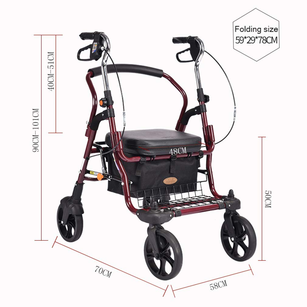 Rollator Walker, pomoc do chodzenia z regulacją wysokości, Rolling Walker, super lekki aluminium, Mobilność Przenośny chodzik Rollator z 4 kołami dla seniorów Interesting