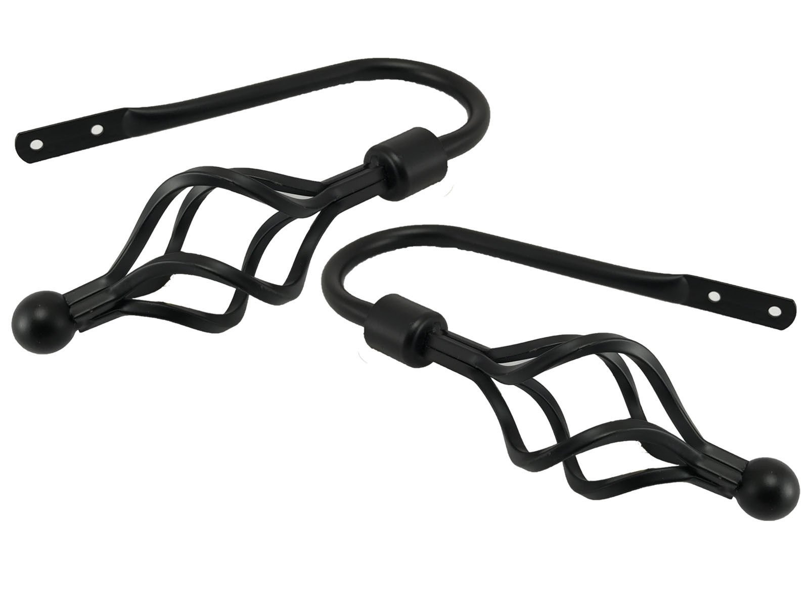 Your Home Online Set Of 2 Metal Twist Curtain Pole Holdback Tieback Hold Back Bracket (Matt Black)