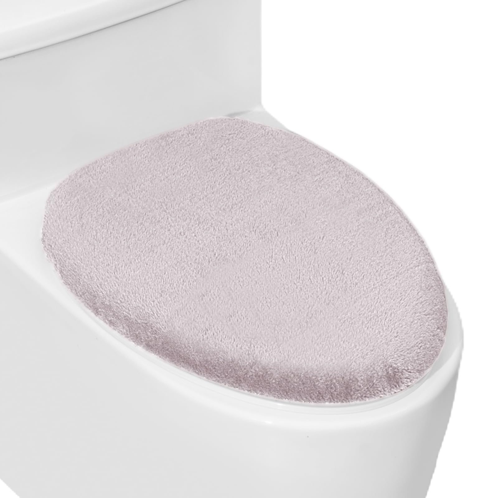 Soft Plush Toilet Lid Cover for Bathroom, Machine Washable Toilet Seat Covers, Fits Most Round Elongated and Oblong Lids, Easy Installation& Cleaning (Bean Paste Pink)