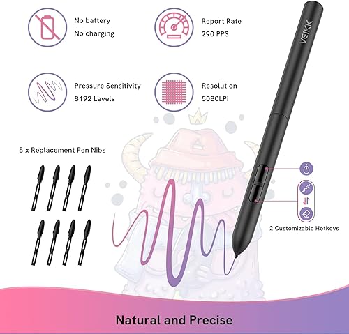 Miniatura 2 de VEIKK S640 - Tableta gráfica digital VEIKK S640, portátil ultrafina de 6 x 4 pulgadas, tableta sin batería para OSU! Juego y enseñanza de clases en