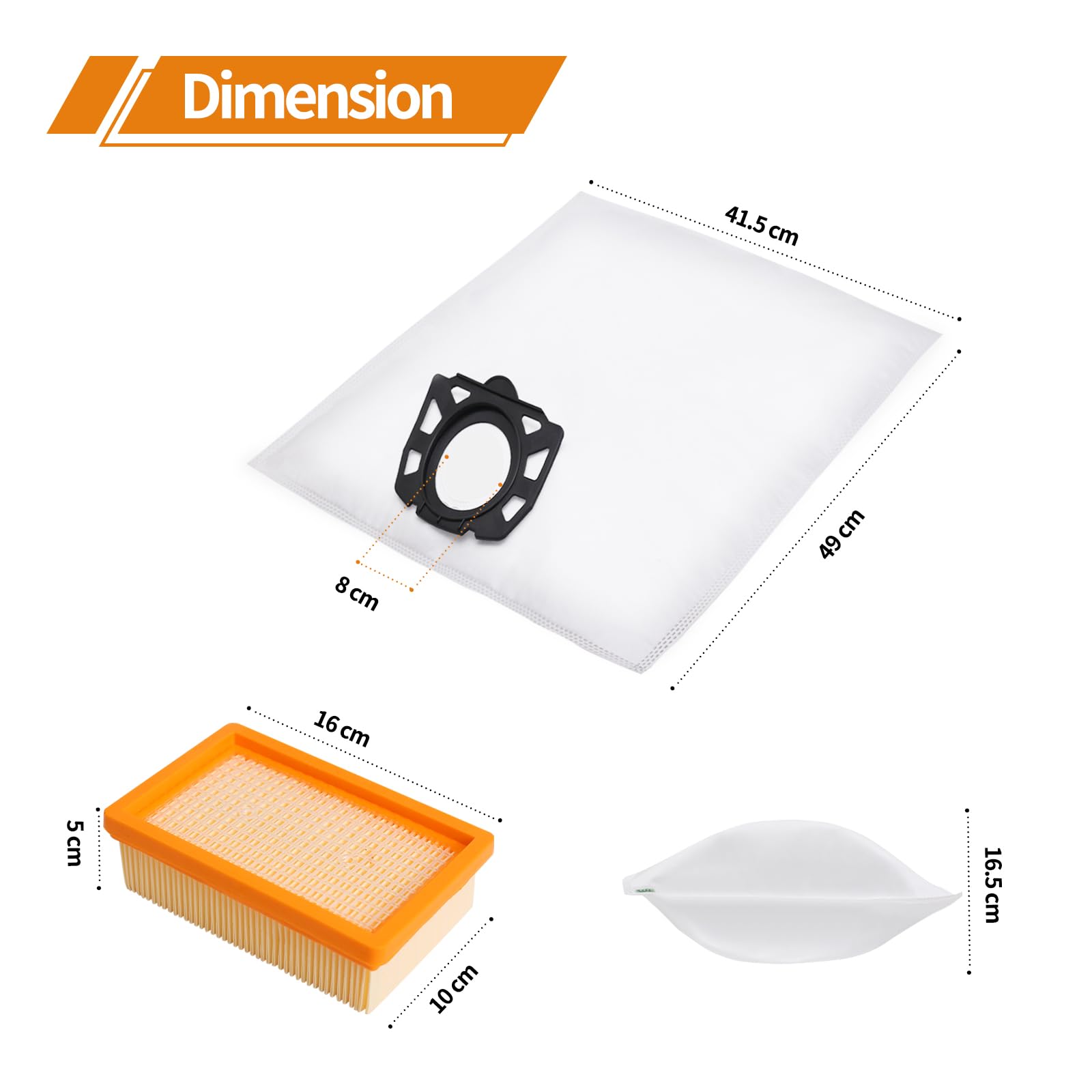 Lot De 10 Sacs + 2 Filtres Pour Aspirateur Karcher WD4, WD5, WD6, MV4, MV5, MV6