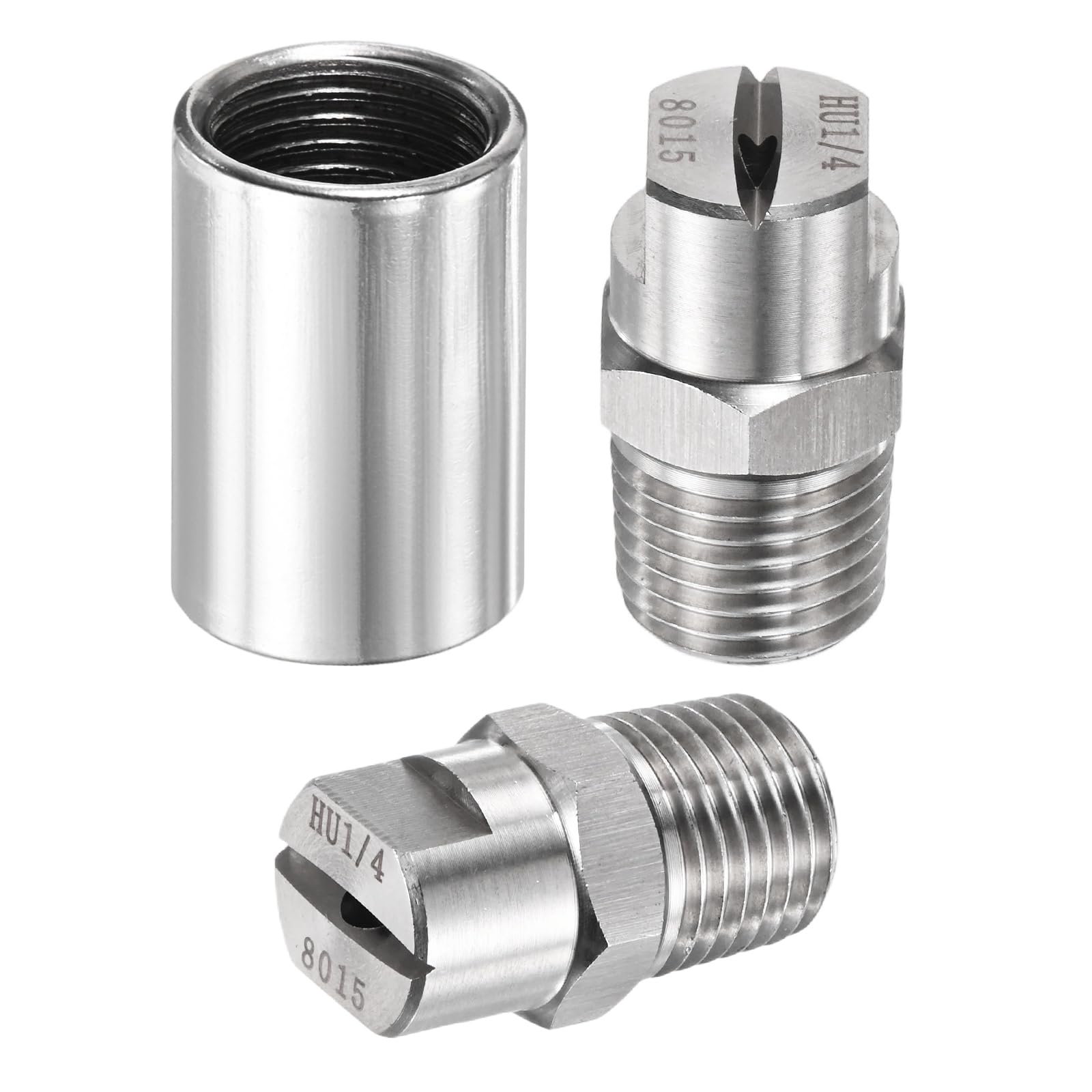TIXIPEM 1/4" BSP Male 80 Degree Flat Fan Spray Tip [1SET] - High Pressure Washer Spray Nozzle with 1/4" BSP Female Pipe Fitting Used for Water Guns - [Stainless Steel-2.4MM]