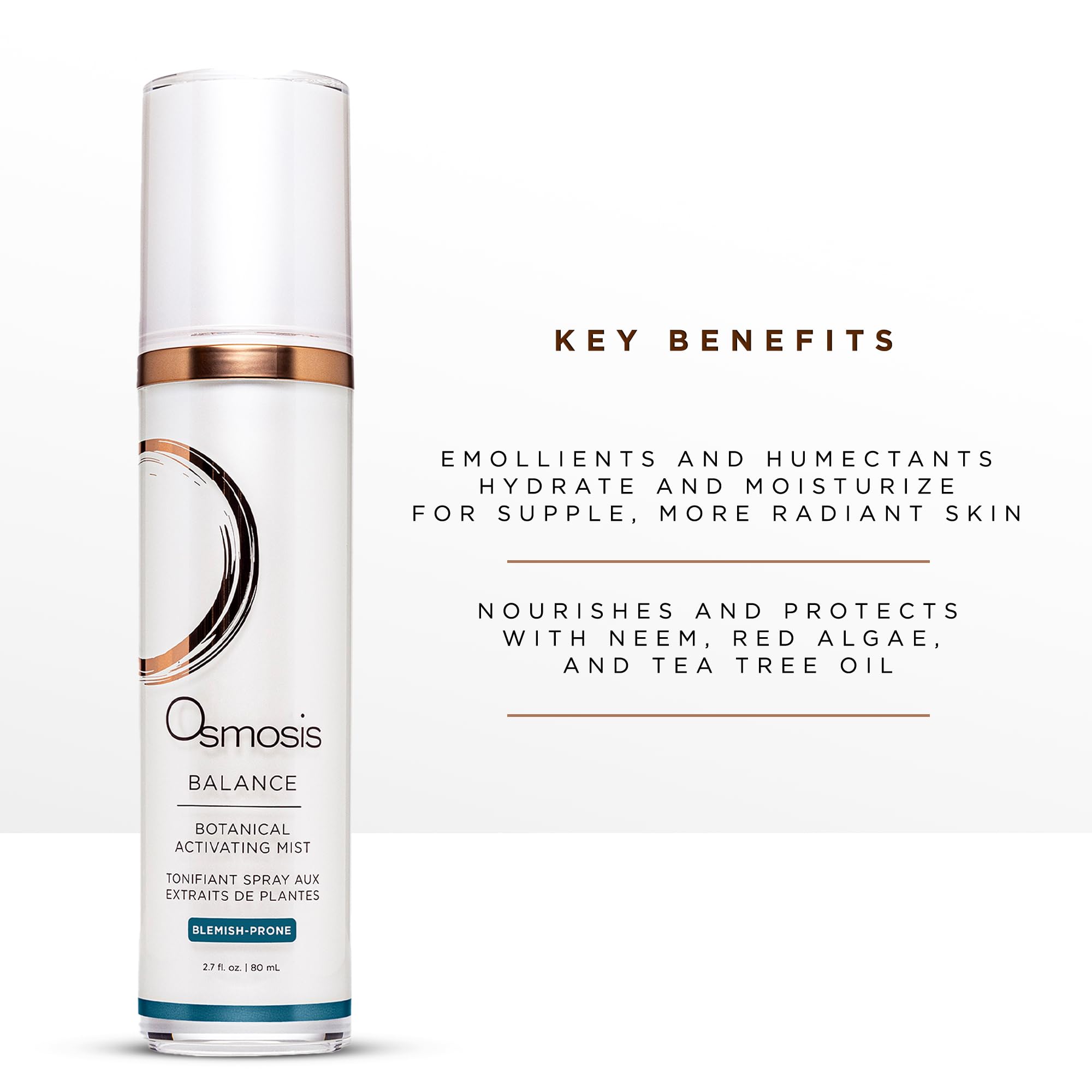 Osmosis BALANCE Face Toner for Blemish Prone Skin, Botanical Activating Mist, Oil Control With Tea Tree Oil, 2.7 fl oz