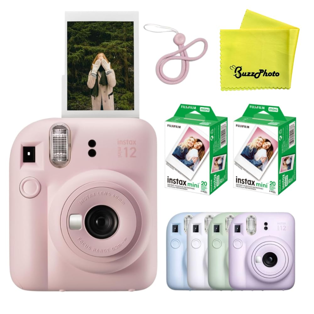 Fujifilm Instax Mini 12 Instant Film Camera (Blossom Pink w/ 40 Film Sheets)