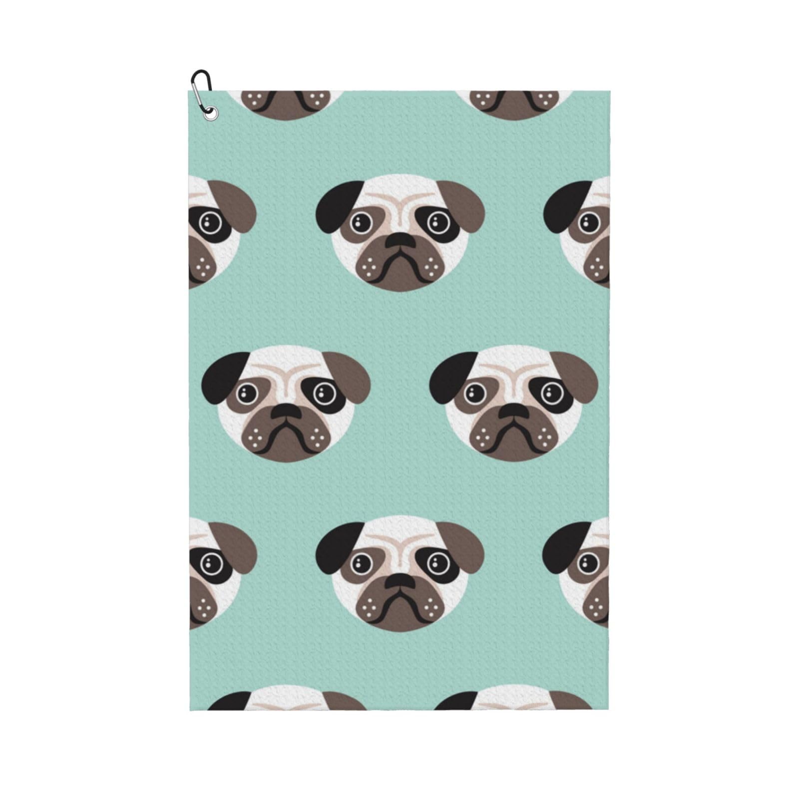Hnnkloy Pug Blue Puppy Illustration Kids Pattern, 16x24 in Portable Waffle Golf Towels with Carabiner Clip for Golf Bag