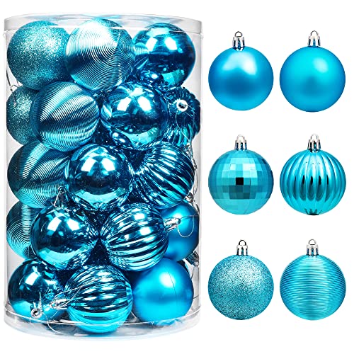 BrizLabs Weihnachtskugeln Kunststoff Blau, 6CM 34 Kugeln Christbaumschmuck Plastik Christbaumkugeln Baumschmuck Weihnachten für Indoor Zimmer Hochzeit Geburtstag Party Weihnachtsdekoration