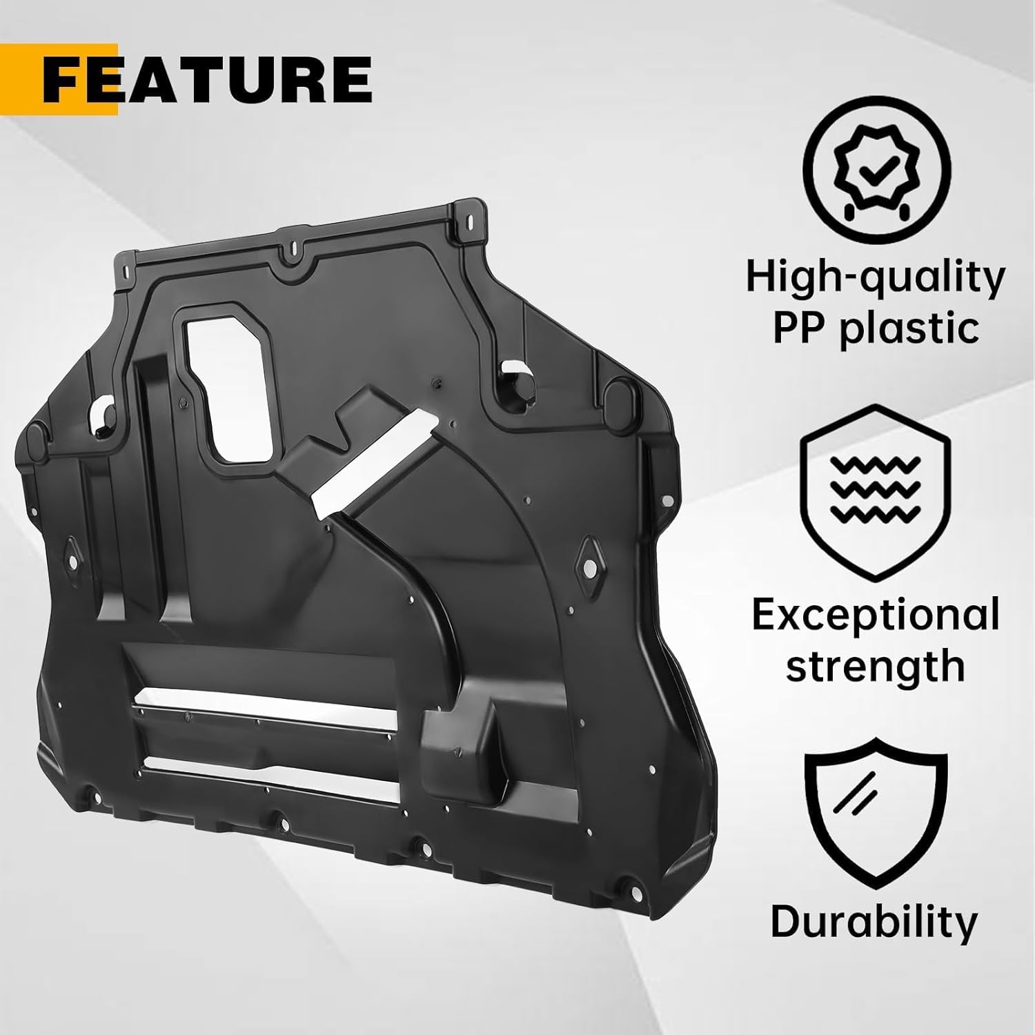 KUAFU Engine Splash Shield Compatible with 2013-2019 Ford Escape 2015-2019 Lincoln MKC Front Engine Case Guard Under Cover Black Replacement for EJ7Z6P013A FO1228125