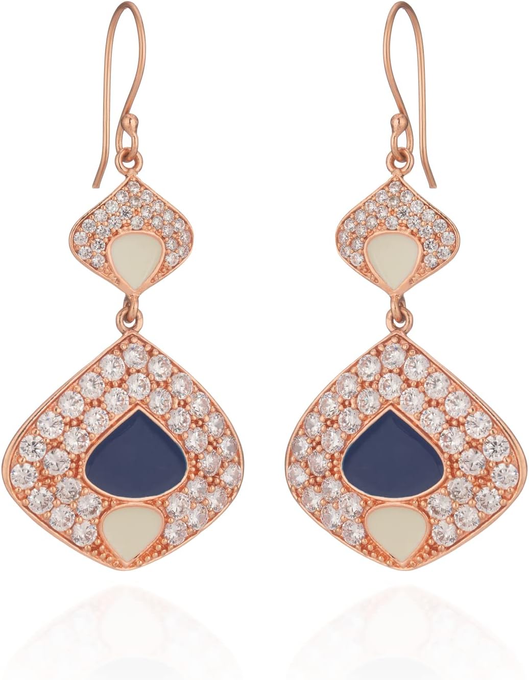 Silversmith's Studio Dangler Enamel Earring, Brass, Rose Gold Plated with E-coating Designer Earring, Gifts for Women Girls Wife Mom Lady Her