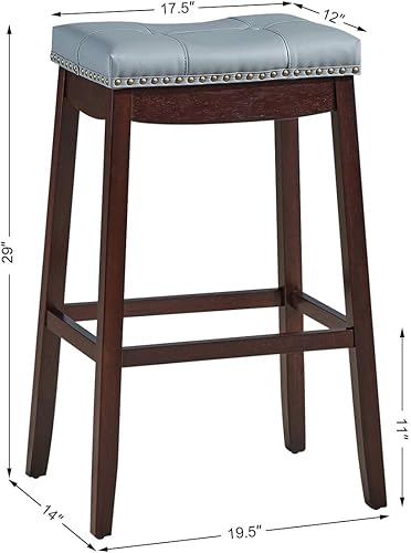 Miniatura 3 de COSTWAY Juego de 2 taburetes de bar, taburete de mostrador sin respaldo de 29 pulgadas de altura con reposapiés, cojín de asiento suave, patas de