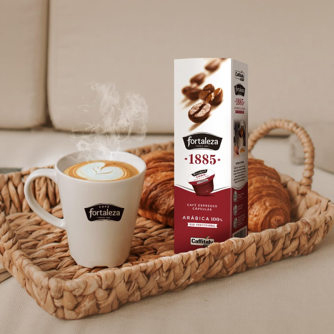 CAFÉ FORTALEZA Cápsulas de Café Natural Compatibles con Caffitaly – Especial Espresso 100% Arábica – Pack 8 x 10 - Total 80Uds - Café Espresso Intensidad Media - Desde 1885 Café Natural