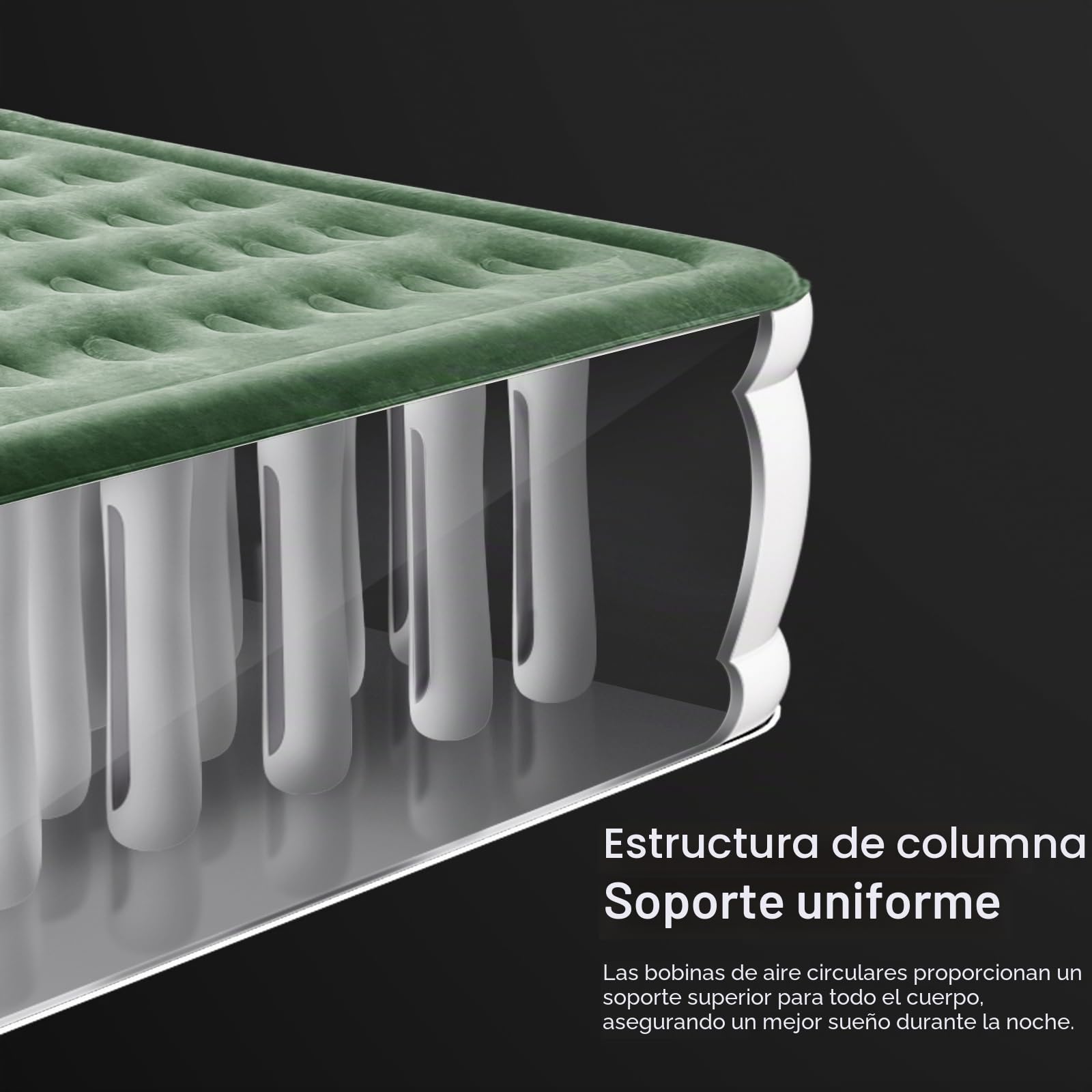 Zearna Colchón Hinchable Individual para 1 Persona, colchón Inflable Cama de Aire Autoinflable Rápido en 3 Min con Bomba Eléctrica Integrada, Invitados o Uso en Casa, Medidas 190x100x46 cm