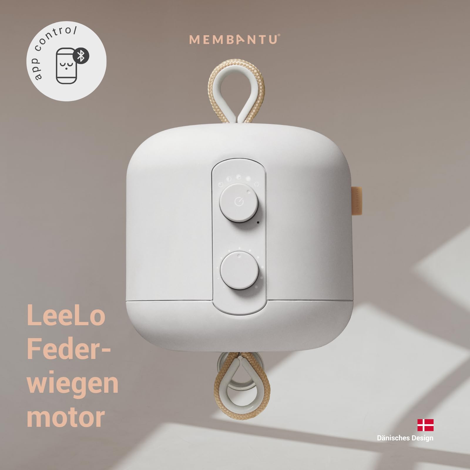 Federwiegenmotor LeeLo02, App-gesteuerter Babywiegen Motor, Extra Leise, 10 Geschwindigkeiten, Timer und Schlafprogramme, über 10.000 Std. Lebensdauer (grau)