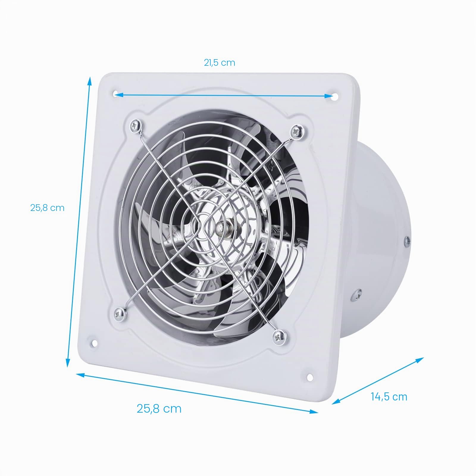 Ventilador extractor de pared ventilador industrial ventilador de entrada de aire tubo de bajo consumo funcionamiento silencioso para ventilación en el baño la cocina o el inodoro (200 mm blanco)