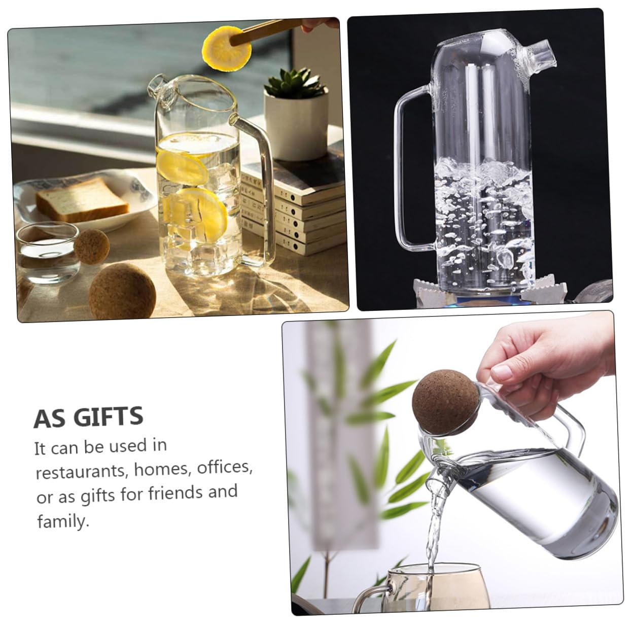 Alipis Teekanne aus Glas mit Korken 1200ml Dickes Glas Runde Form Hitzebeständig und Praktisch für Zuhause und Restaurantgebrauch
