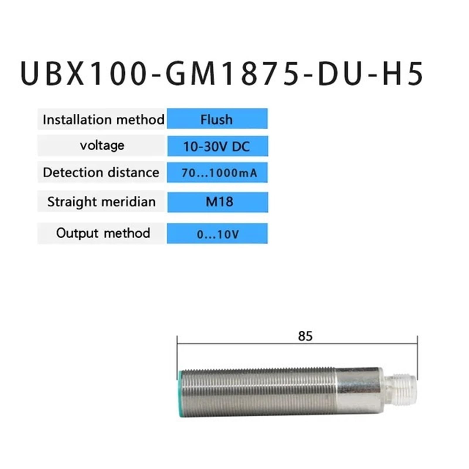 M18 Ultradźwiękowy czujnik zbliżeniowy Sn: 1000 mm NPN PNP analogowy 4-20mA/0-10V ultradźwiękowy czujnik odległości (niebieski)