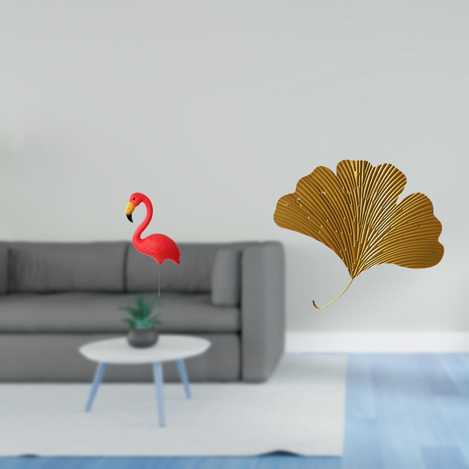 Bird Statue Figurine Yard Art Ornament Flamingo Garden Stake Sculpture with Wrought Iron Ginkgo Leaves Wall Decor Abstract Sculpture for Holiday Spring Living Room Office Hotel Dining Room Restaurant-image-31