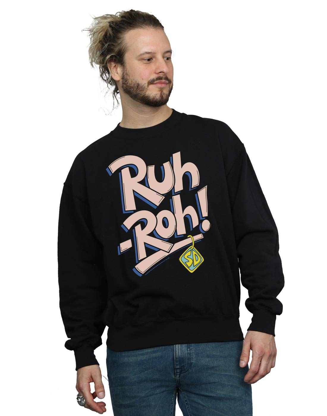 Absolute Cult Men's Black Scooby Doo Ruh-Roh Dog Tag Sweatshirt X-Large