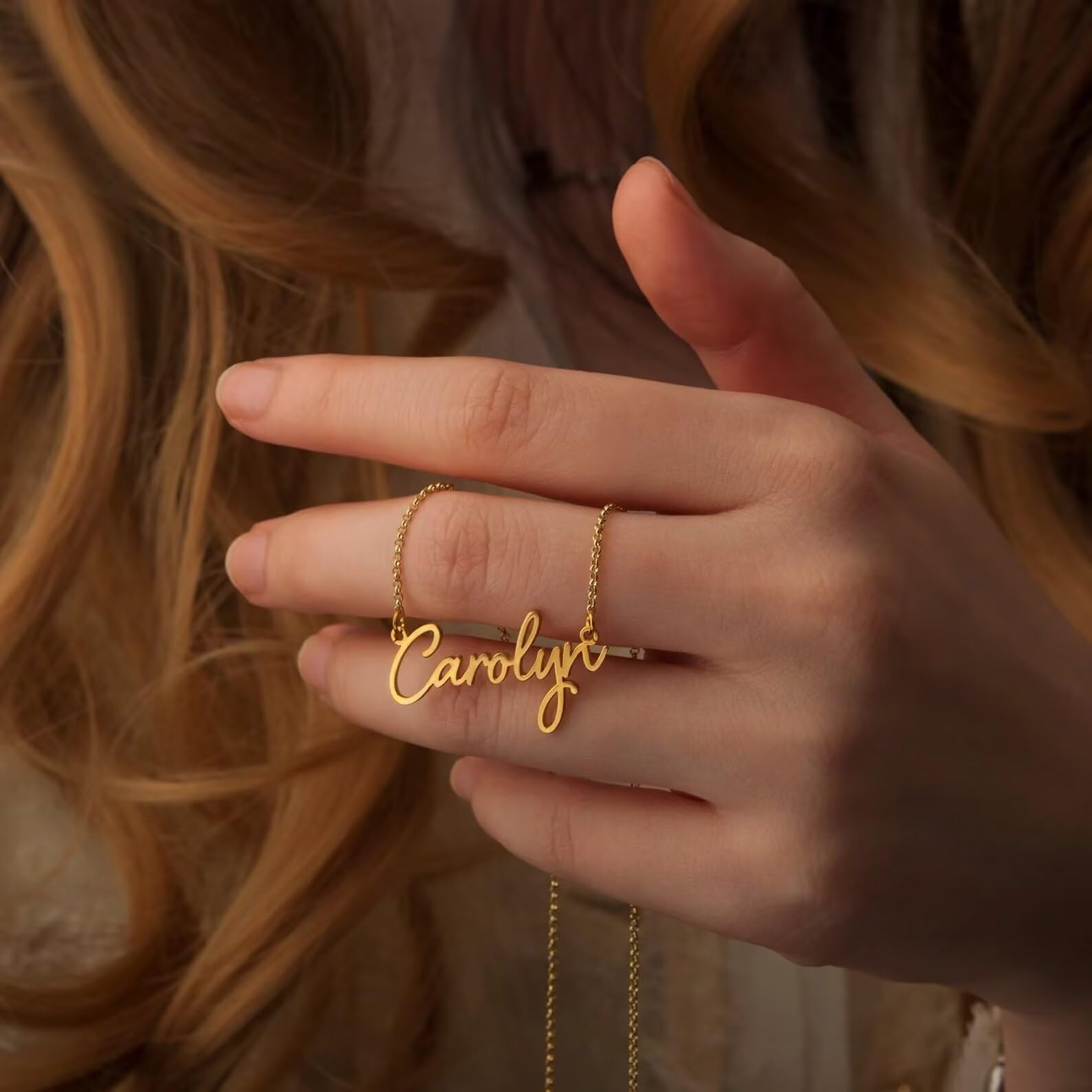 Collana personalizzata con nome placcata in oro 18 carati - Gioielli con nome personalizzati - Regalo perfetto per lei - Gioielli fatti a mano Regalo per la festa della mamma