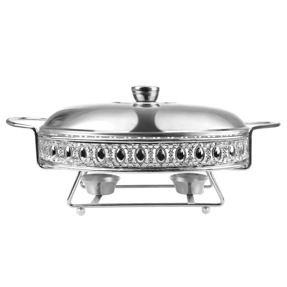 Chafing Dish Buffet Set Stainless Steel Oval Chafing Food Pan with Covers Buffet Servers and Food Warmers for Parties Wedding Outdoor Banquet (Gold 2L