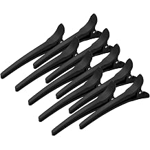 Hair Clips 12Pcs Black Duck Bill Section Big Bite Alligator Clip Set | Professional Plastic Hair Clips for Easy Styling and Sectioning Haircutting Salon Barber