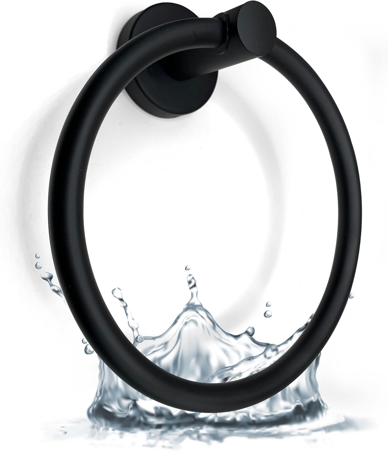 CaviarX Matte Black Towel Ring for Bathroom Durable, Easy to Install