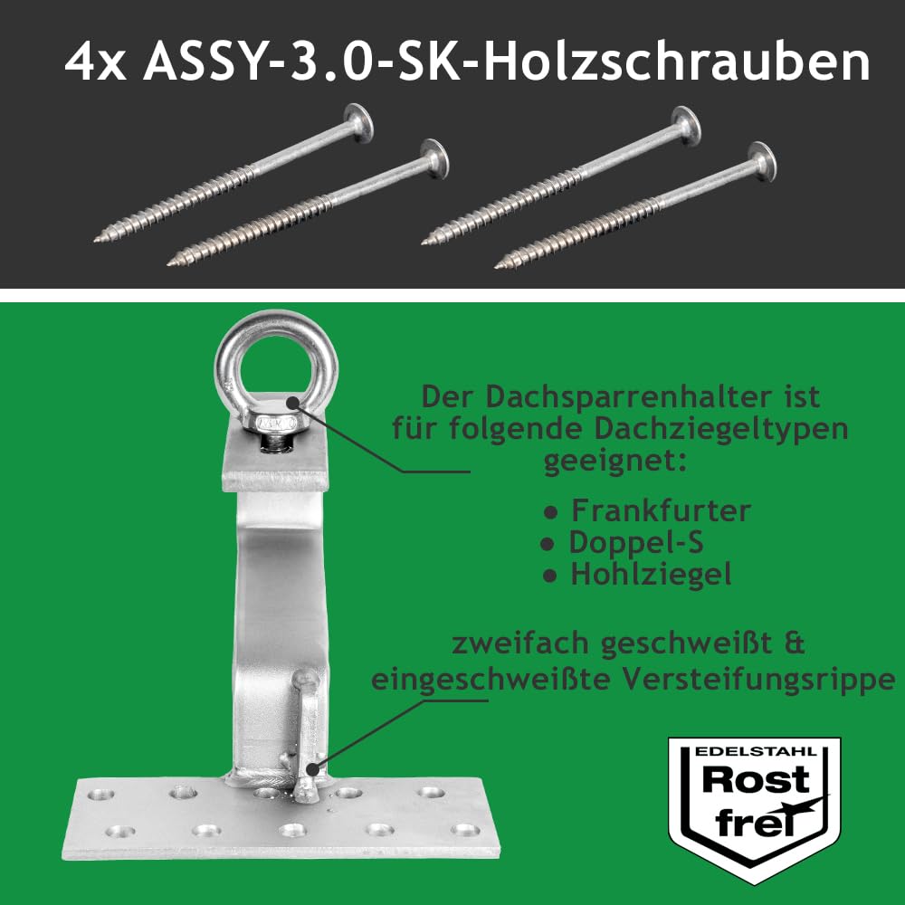 V4A-Dachhaken für Sonnensegel (Dachpfannen-Halter) (einzeln)