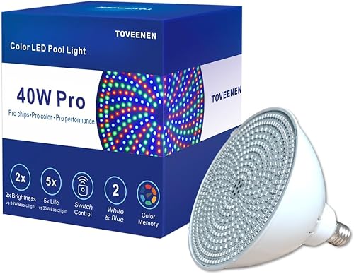 LED Pool Light Bulb for inground Pool - 120V 40W PRO White and Blue Pool Bulb Replacement for Pentair Hayward Pool Light Fixture