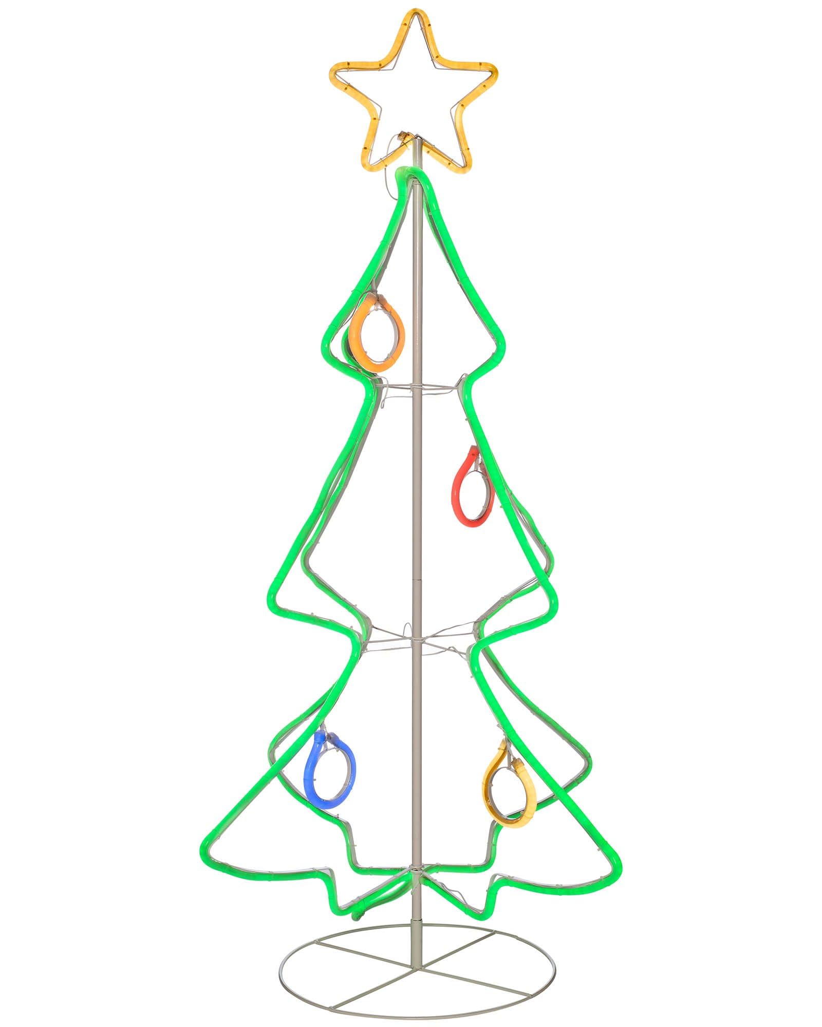 3D Christmas Tree Neon Rope Light Silhouette