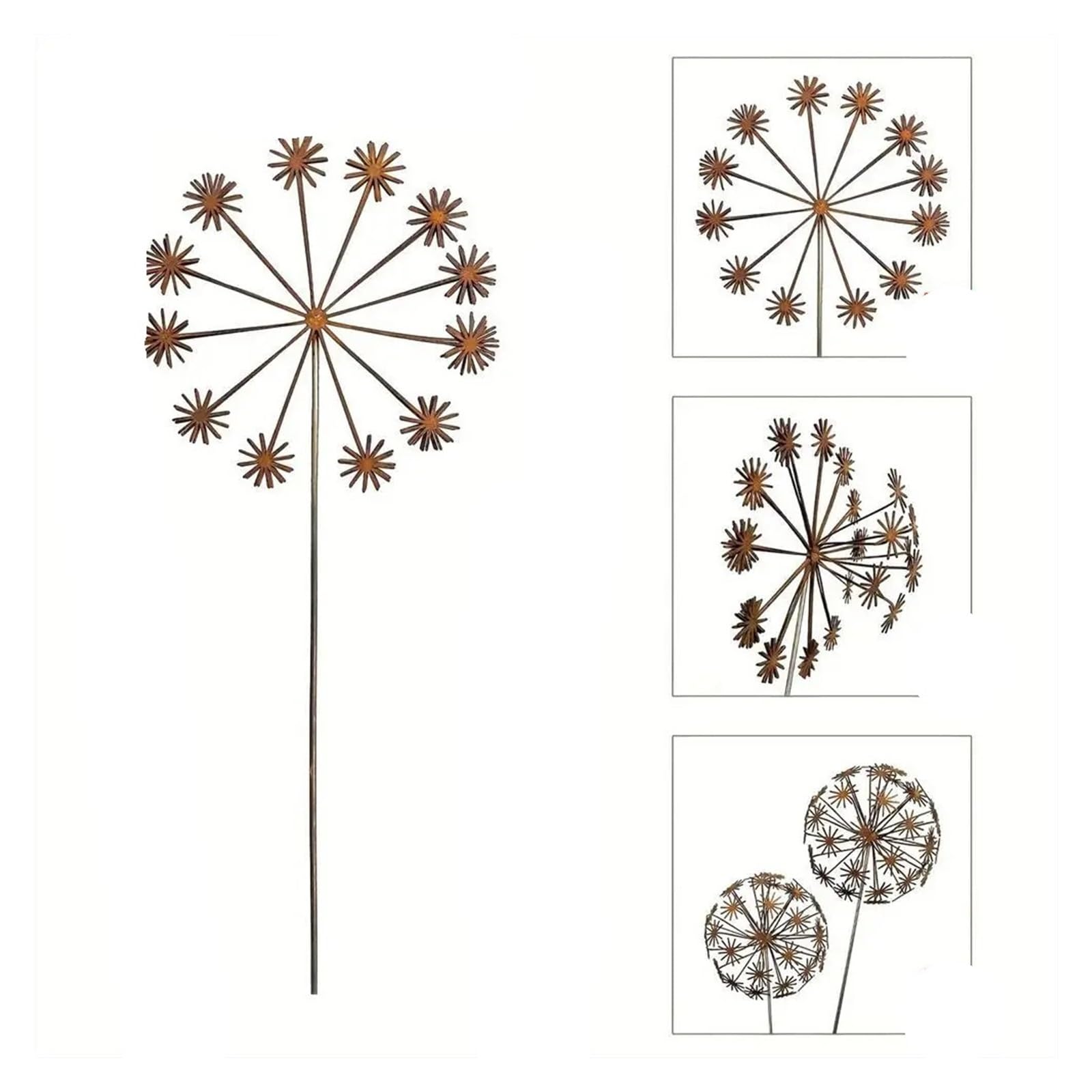 YONMLEDO Metal Flower Stakes 2pcs Garden Stakes Adjustable Petals DIY Flower Garden Decor For Fence Patio Lawn Pathway Walkway Landscape(A)