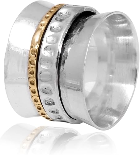 Miniatura 116 de Veracity Jewelry Sterling Silver Fidget Ring Spinner Ring Anxiety Relieving Rings For Unisex Meditation Thumb Worry Healing Birthday Promise Band