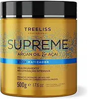 Btox Matizador Supreme Treeliss 500g Realinhamento Capilar Redução de Volume Hidratação Anti Frizz Reconstrução dos Fios Argan Açaí