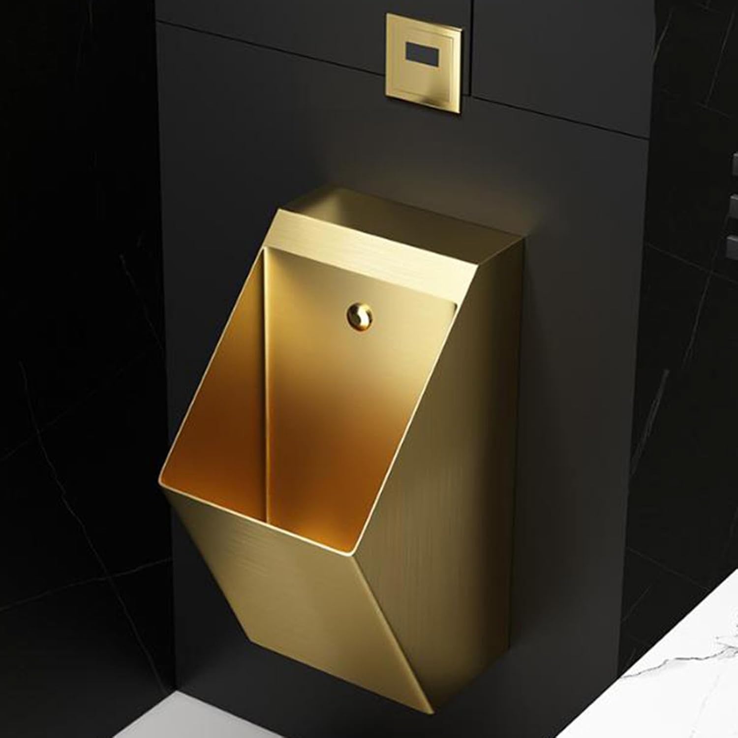 Wall Mounted Men's Urinal,304 Stainless Steel Urinals,Automatic Sensor Commercial Urinal Bathroom Toilet,Bar UrinalFor Hotel,Bar,Airp Ort(Gold)