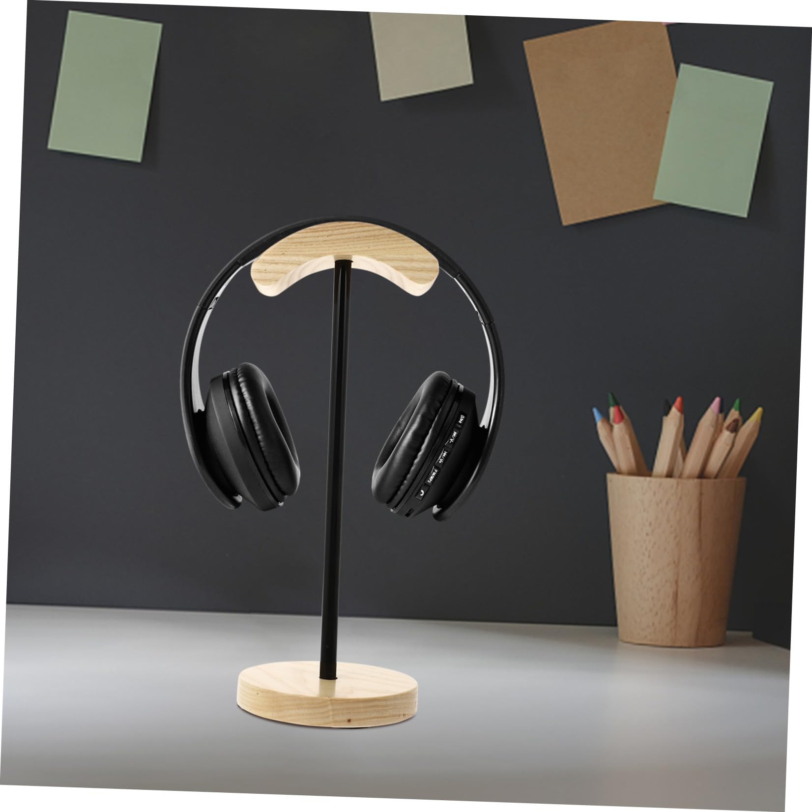 SHINEOFI Soporte De Madera Soporte Auriculares Organizador Escritorio Ordenado Útil