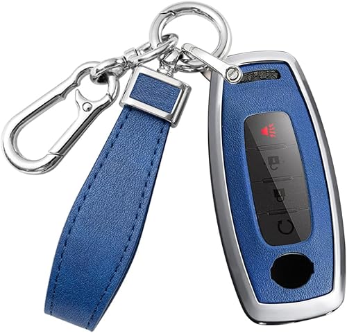 HIBEYO Smart Key Fob Cover For Nissan Qashqai Altima Teana 2022 2023 Accessories with Keychains Alloy PU Leather Material