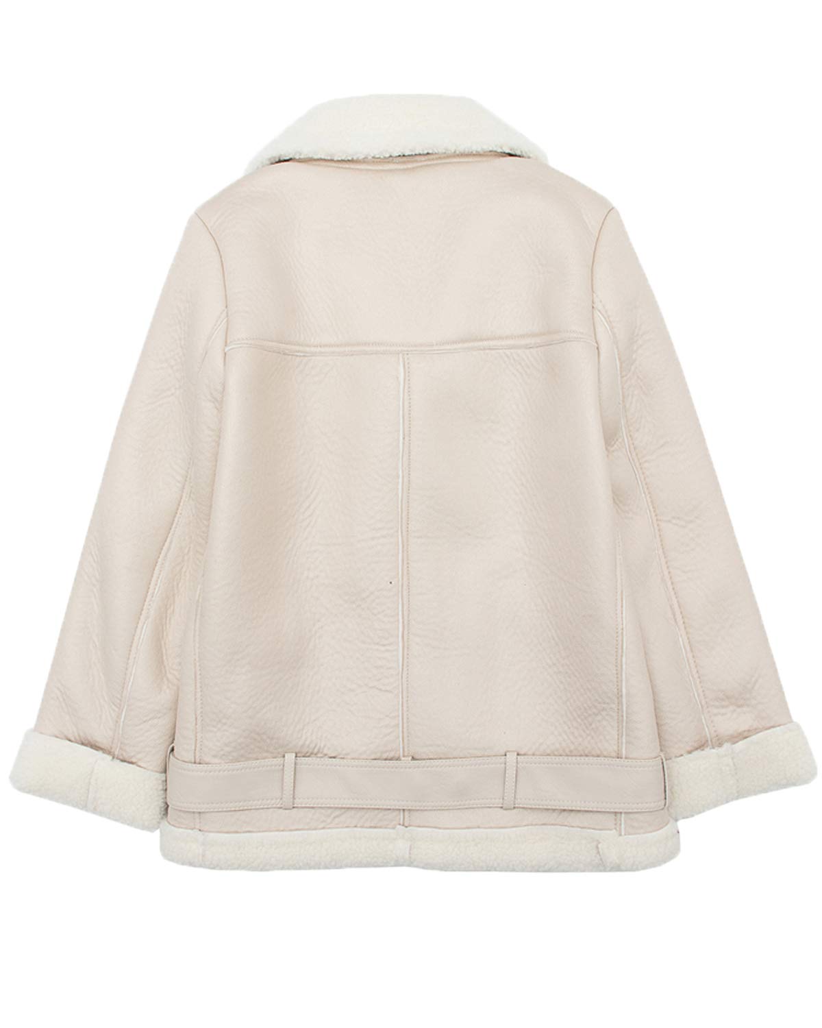 LY VAREY LIN Women's Faux Shearing Moto Jacket Thick Lined Parka Winter Shearling Coat Leather Jacket