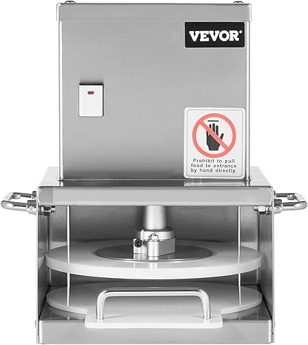 Vista 11 de VEVOR Máquina eléctrica de prensa de masa de pizza, placa de prensa de pastelería de pizza de 6 pulgadas, prensa de pan de acero inoxidable, máquina