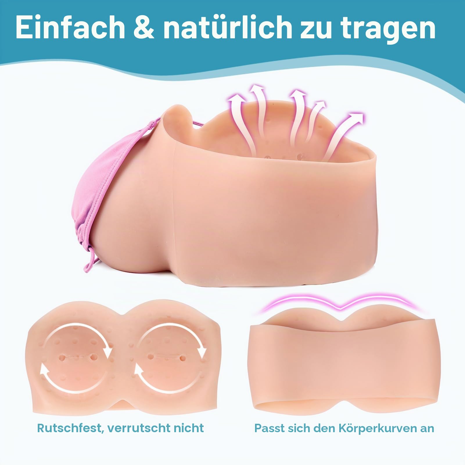 Silikonbrüste Realistisch Crossdresser V-Ausschnitt Silikon Brüste Gefüllt aus Baumwolle & Gel Trägerlos Falsche Brust Forms für Transgender Brustprothese