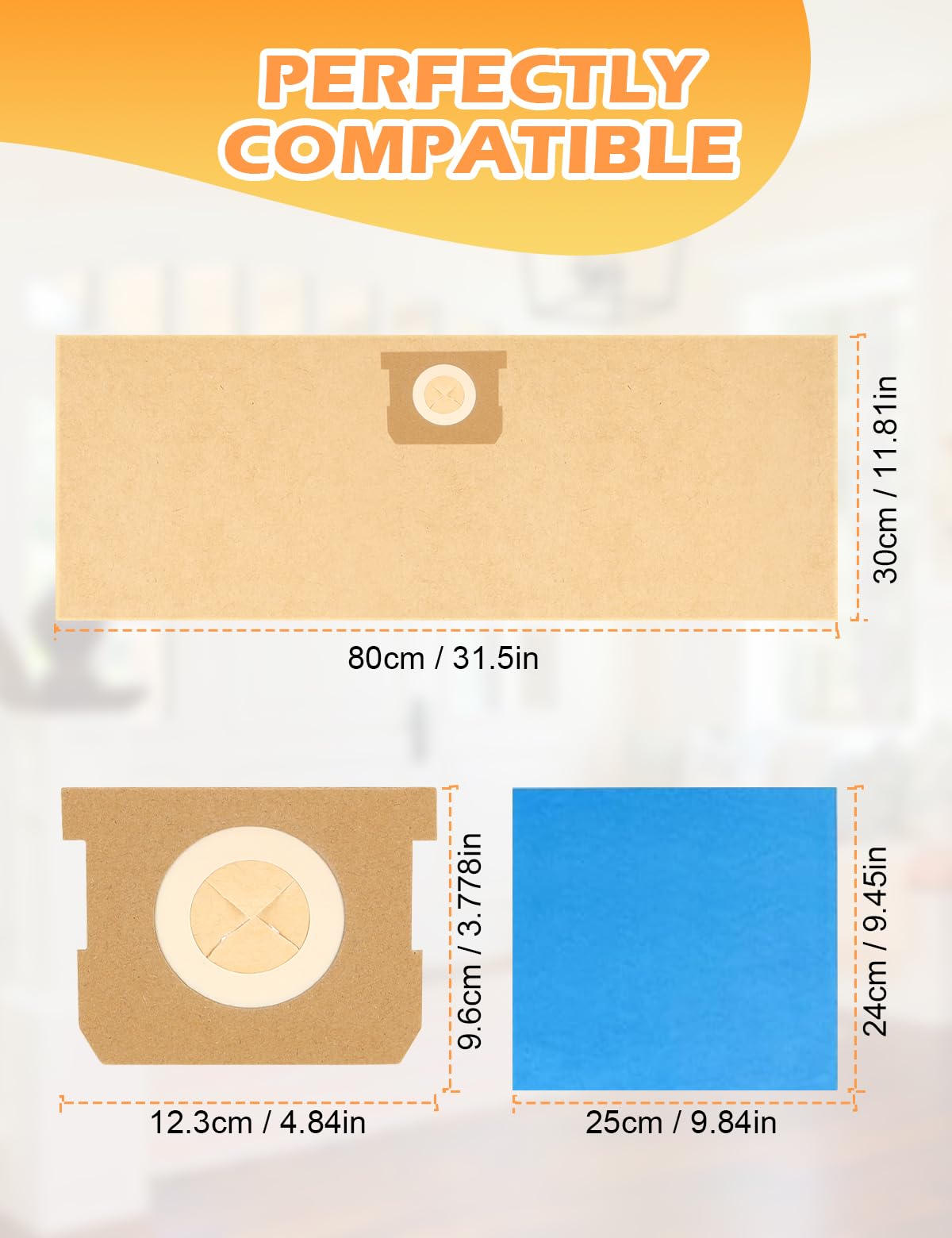 PACK 14(12 2) 19-3100 Shop Vac Bags For Stanley 5-6 Gallon Wet/Dry Vacuums Disposable Dust Bags Reusable Filter 19-1500 Combo,12 Pack Disposable Filter Bags And 2 Pack Reusable Filter Bags