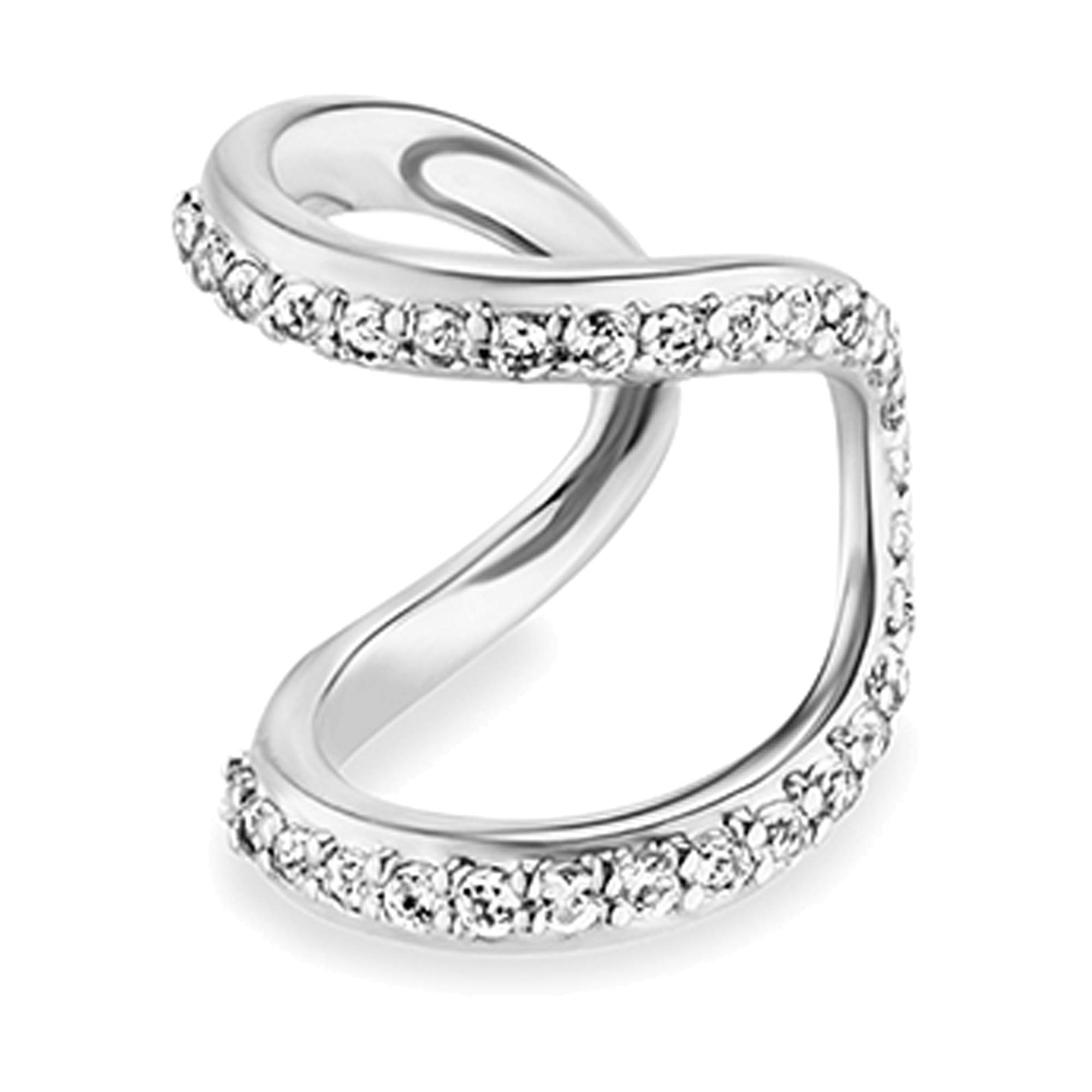 cai Damen Ear Cuff 925/- Sterling Silber 0,9cm Glänzend Topas weiß 0,124ct. 132210482