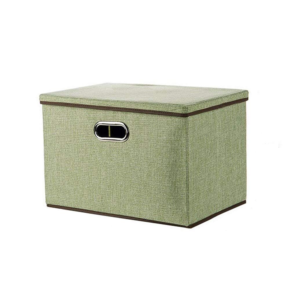 ETRGFTHU Large Cotton Linen Fabric Foldable Storage Box Container with Lid And Handles For Toy Organizers Storage Bin Cubes Organizer(Green,45x30x30cm)