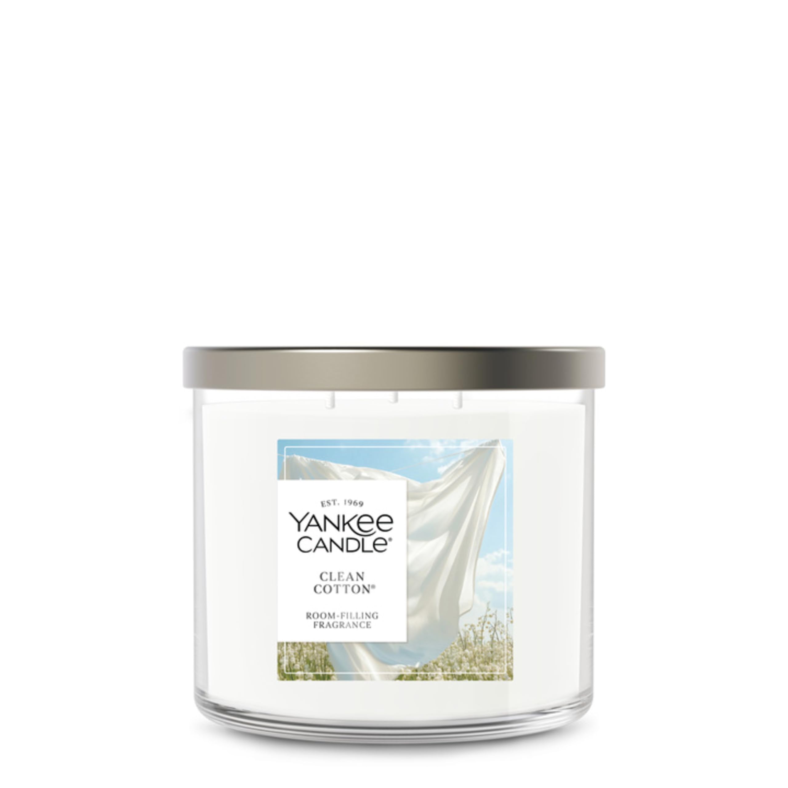 Yankee Candle Clean Cotton Scented Candle - 1|5oz 3-Wick Jar, Up to 40 Hours Burn Time, Giftable