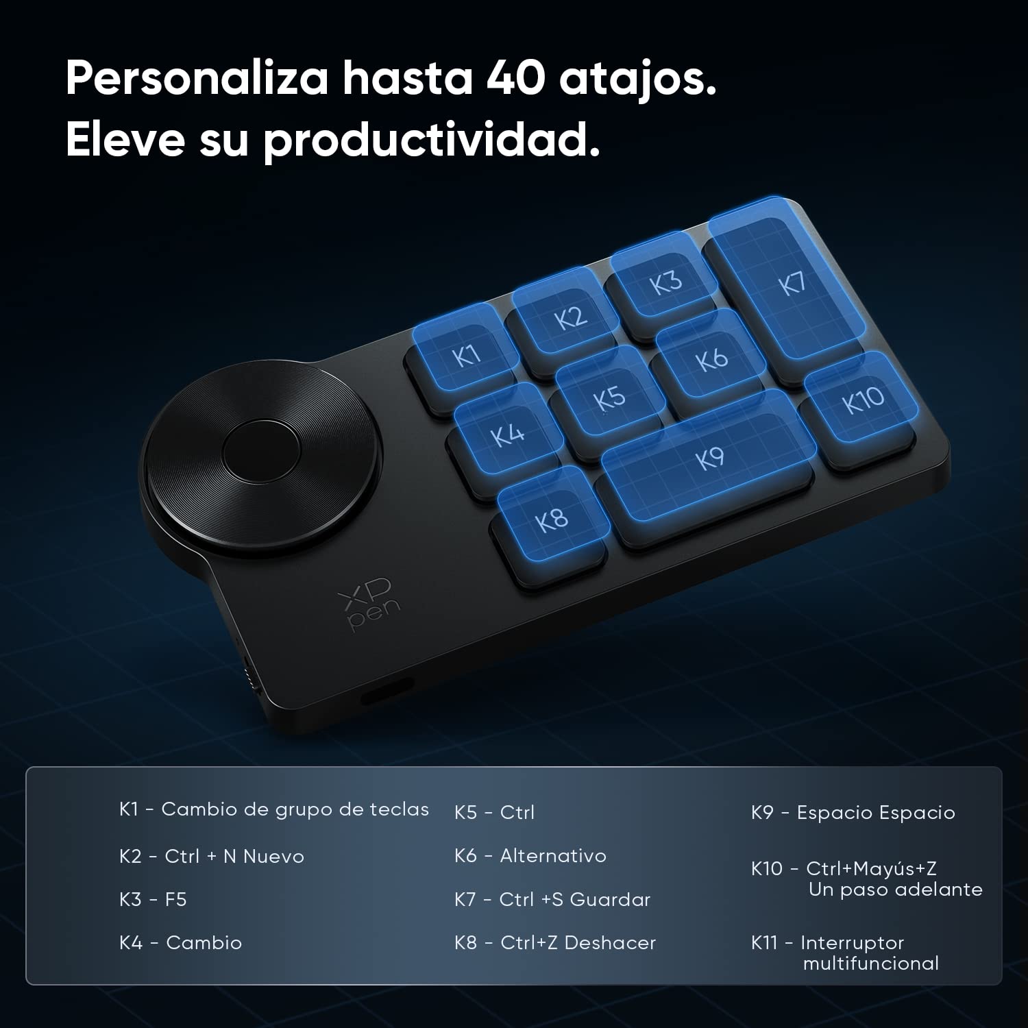XPPEN ACK05 Teclado Inalámbrico de Atajo para Tableta Gráfica para Dibujar | Compatible con Artist Pro Gen2 Serie, Deco Pro Gen2 Serie, Magic Drawing Pad etc.